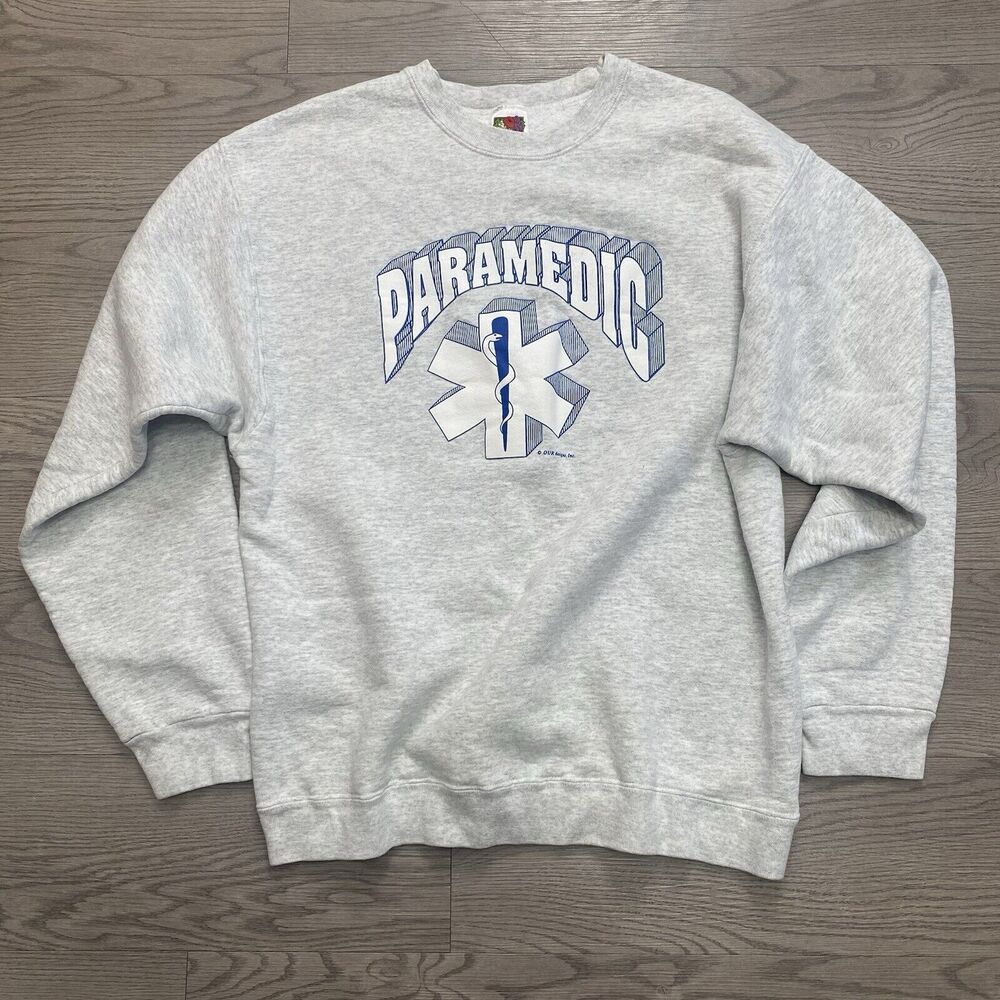 Vintage Fruit Of The Loom Paramedic Sweatshirt Crewneck Large EMT